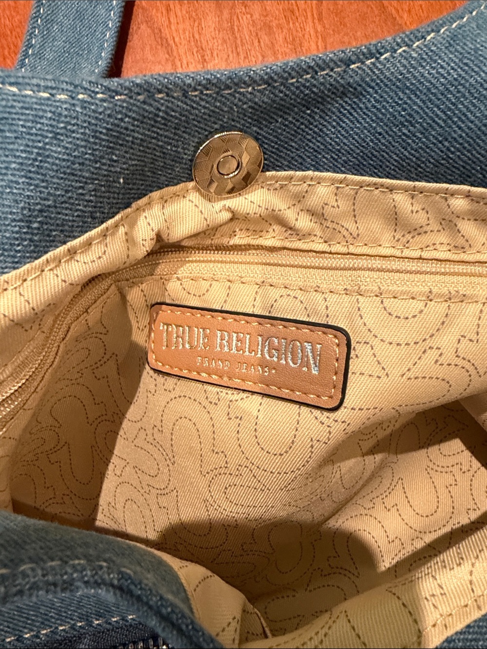 True Religion Denim Tote with embroidered pockets with zips - Picture 6 of 14